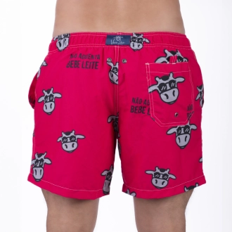 Short Masculino Praia Pink Não Aguenta Bebe Leite