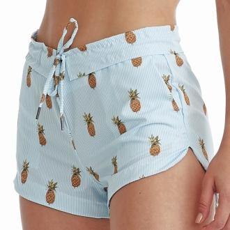 Short Feminino Praia Azul Marinho Não Aguenta Bebe Leite Cós