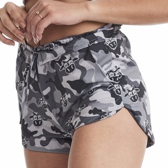 Short Feminino Praia Preto Cós Liso Camuflado