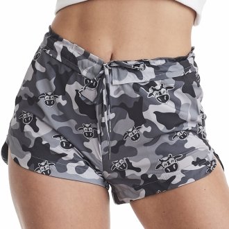 Short Feminino Praia Preto Cós Liso Camuflado