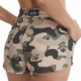 Short Feminino Praia Verde Cós Liso Camuflado