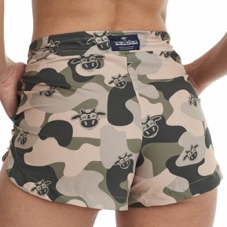 Short Feminino Praia Verde Cós Liso Camuflado