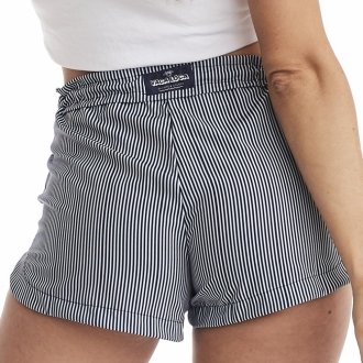 Short Feminino Praia Azul Listrado Grécia Cós Liso 