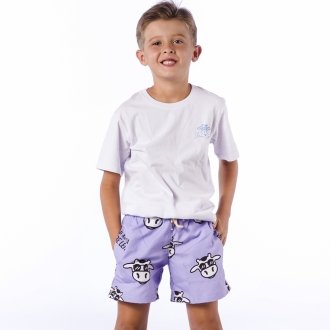 Short Infantil Praia Masculino Lavanda Não Aguenta Bebe Leite 