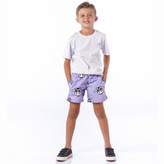 Short Infantil Praia Masculino Lavanda Não Aguenta Bebe Leite 