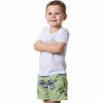 Short Infantil Praia Masculino Verde Não Aguenta Bebe Leite 